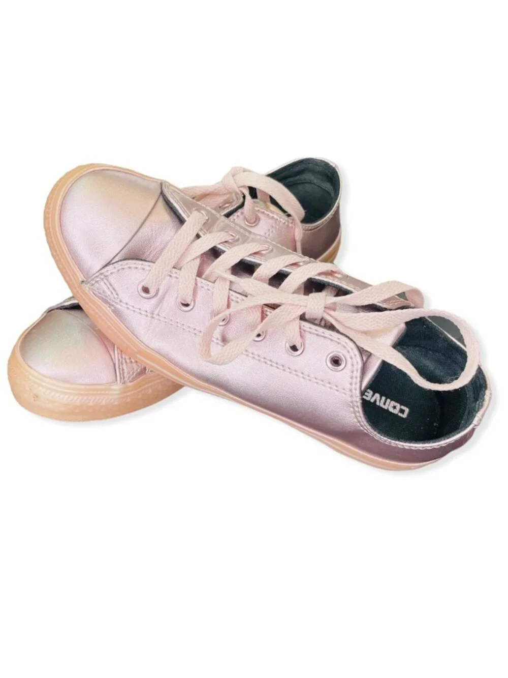 Converse All Star Girls Pink Metallic Low Top Lace Up Sneakers Shoes 5